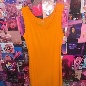 orange maxi dress with short slits